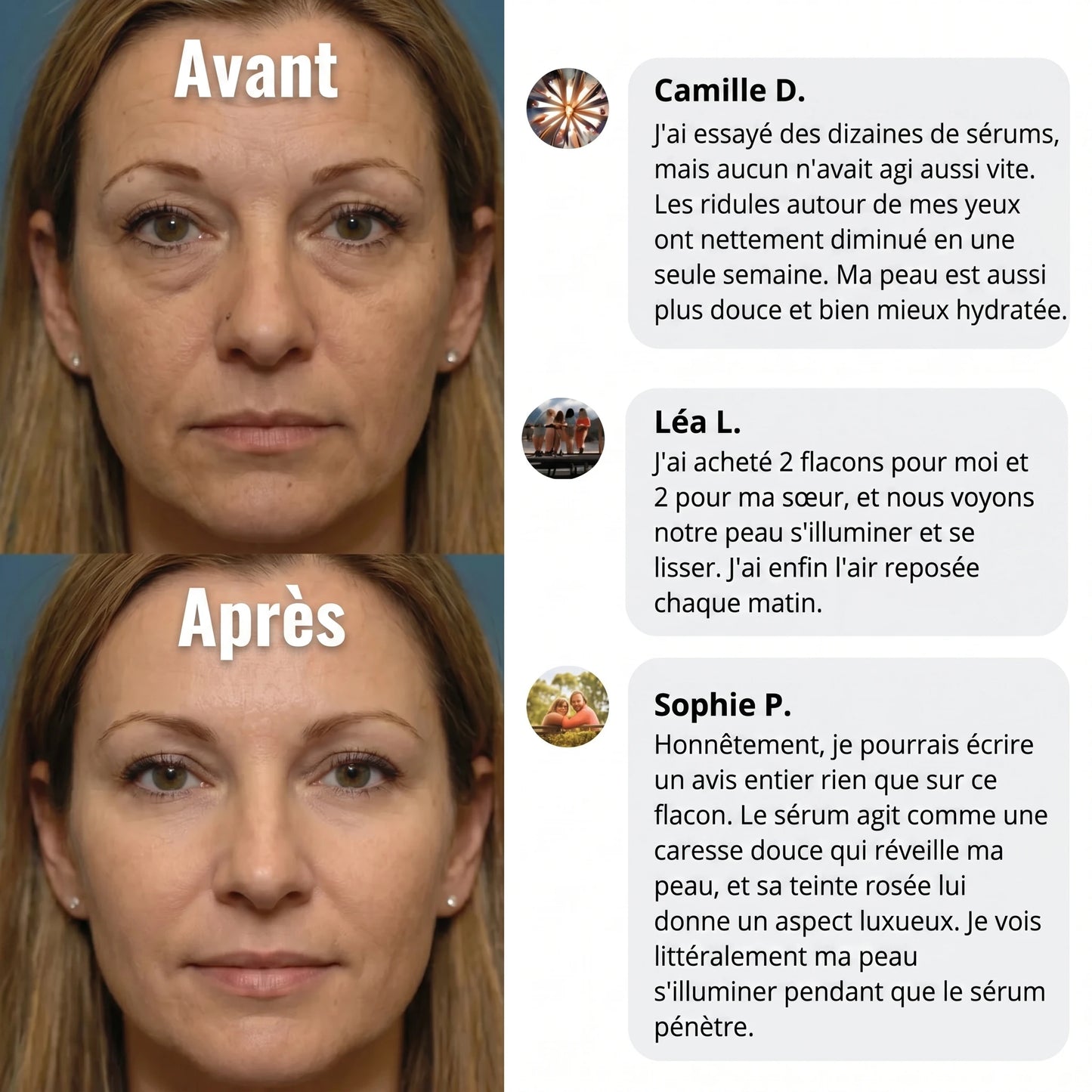 Avis clientes — Véronique K., Claire M., Anne P.