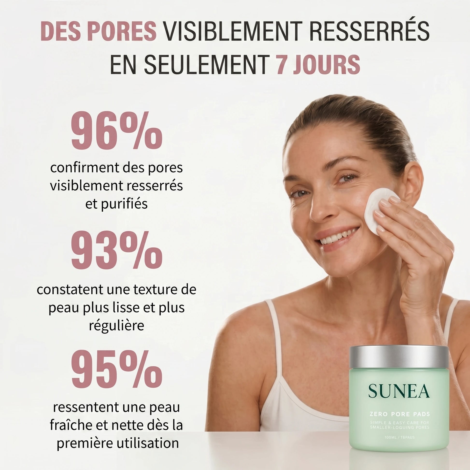 Pores visiblement réduits dès 7 jours — résultats
