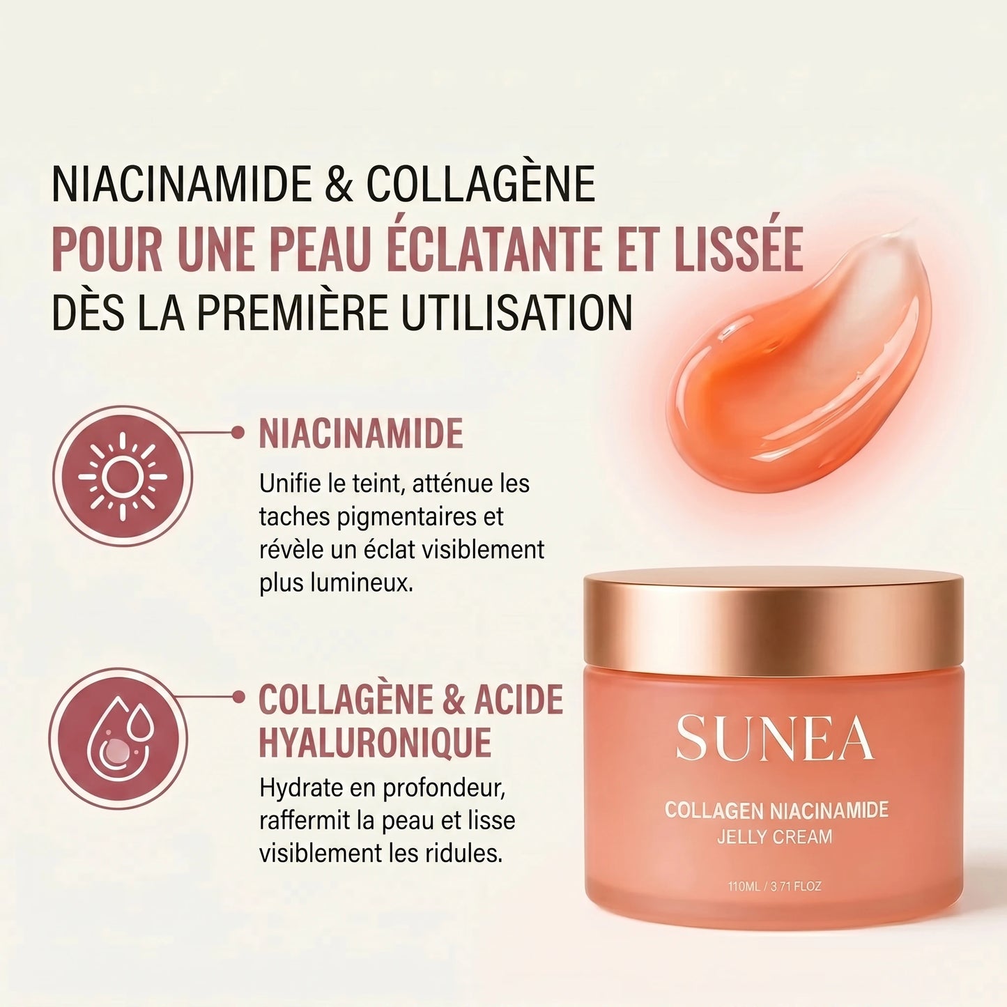 Niacinamide et collagène pour une peau éclatante et plus lisse