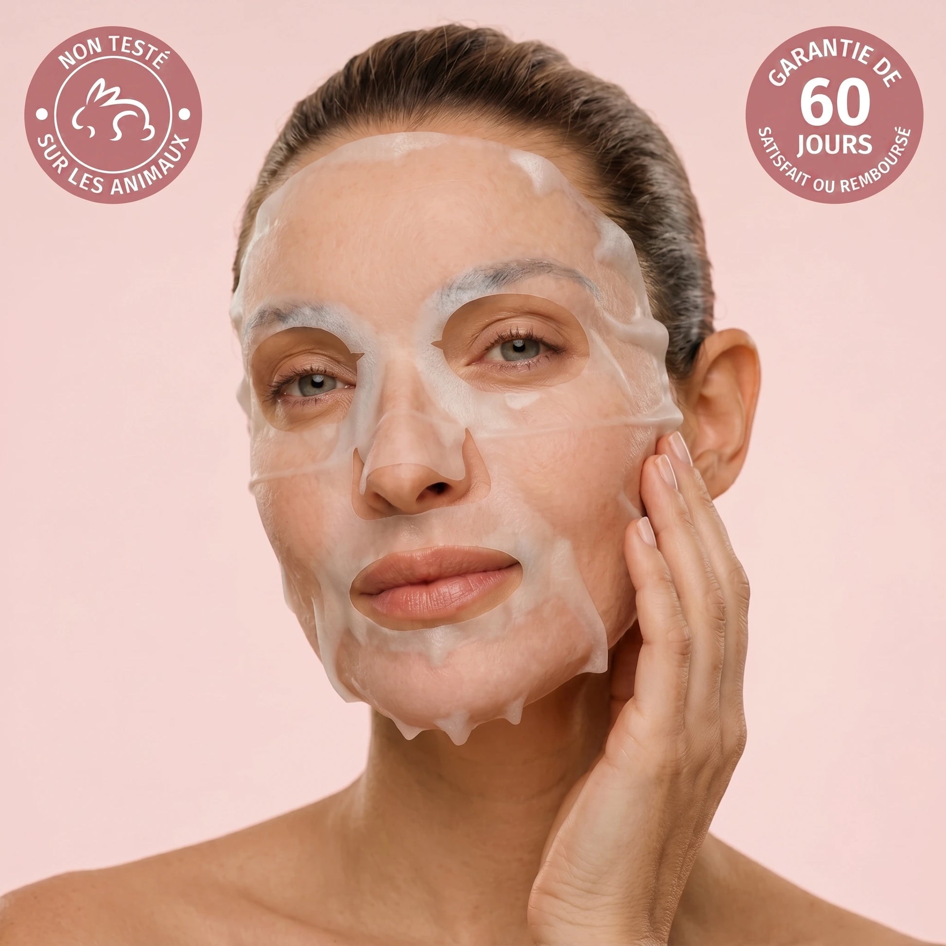 Femme portant le masque en tissu — garantie 60 jours
